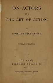 Cover of: On actors and the art of acting