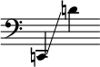 
     {
       \override SpacingSpanner.strict-note-spacing = ##t
       \set Score.proportionalNotationDuration = #(ly:make-moment 1/8)
       \clef bass \omit Score.TimeSignature
       \relative c,{c!4 \glissando d''!}
     }
   