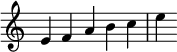  {
\override Score.TimeSignature #'stencil = ##f
\relative c' {
  \time 5/4
  e f a b c | e
} }

