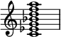  {
\override Score.TimeSignature #'stencil = ##f
\relative c' { 
  \clef treble \time 4/4
  <c es g bes d f a>1
} }
