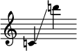 
     {
       \override SpacingSpanner.strict-note-spacing = ##t
       \set Score.proportionalNotationDuration = #(ly:make-moment 1/8)
       \clef treble \omit Score.TimeSignature
       \relative c'{c!4 \glissando d''!}
     }
   