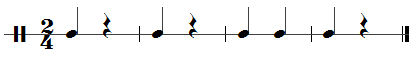 Schlagzeugrhythmus in Mozarts „türkischer“ Musik.