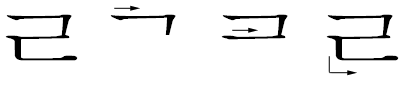 Stroke order in writing ㄹ