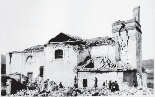 The church in Arenas del Rey after the earthquake