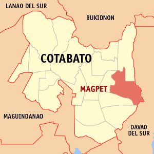 Mapa sa Cotabato nga nagpakita kon asa nahimutang ang Magpet