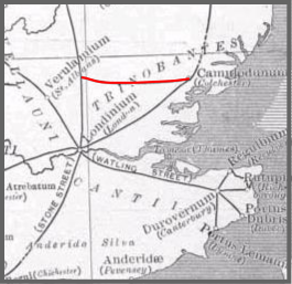 Map showing the route of Stane Street