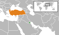 Map indicating locations of Kuwait and Turkey