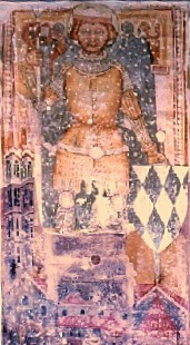 Domicijan upodobljen na freski iz leta 1429, samostanska cerkev v Millstattu na Koroškem