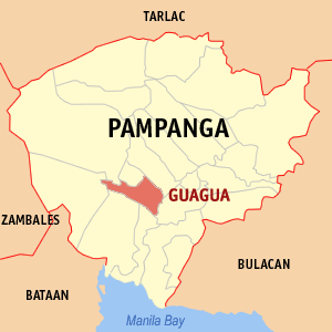 Mapa han Pampanga nga nagpapakita kon hain nahamutang an Guagua