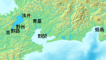 近畿から東海地方の地図