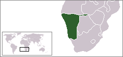 Geografisk plassering av Namibia