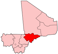 Localização da região de Mopti no Mali