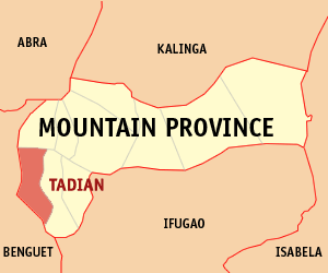 Mapa han Mountain Province nga nagpapakita kon hain nahimutang an Tadian