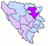 ボスニア・ヘルツェゴビナ内のトゥズラ県の位置