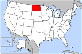 Map of the United States with North Dakota highlighted