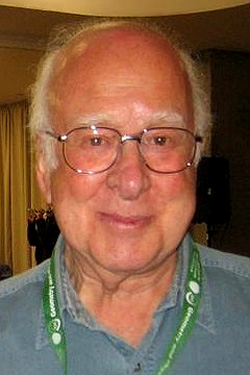 Peter Higgs Michael Atiyah brit matematikus 2009 áprilisi születésnapi összejövetele alkalmával