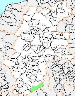 南信濃村の県内位置図