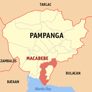 Mapa han Pampanga nga nagpapakita kon hain nahamutang an Macabebe