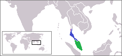 A Maláj-félsziget elhelyezkedése a térképen.