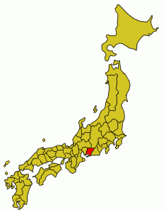 Mapa prowincji japońskich z zaznaczoną prowincją Mikawa