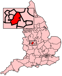 Kart over Birmingham