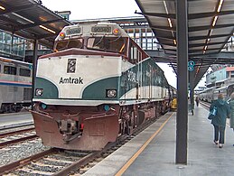 Amtrak Cascades NPCU (formerly a F40PH) at King Street Station (Seattle, WA)