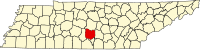 Map of Tennessee highlighting Bedford County