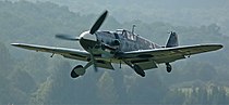 A Messerschmitt Bf 109 figher plane in flight