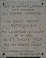 Navilly - plaque commémorative de l'exécution d'un soldat sénégalais le 23 juillet 1940.