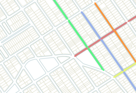 Quadras cercadas por ruas. Supor cada rua um CEP comum diferente.