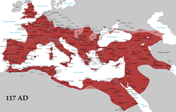 Rooman valtakunta laajimmillaan vuonna 117.