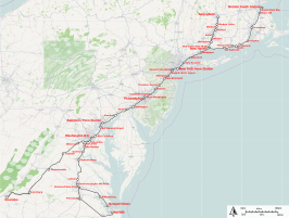 Northeast Regional op de kaart