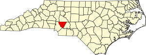 Map of North Carolina highlighting Cabarrus County