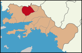 Map showing Yatağan District in Muğla Province