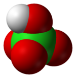 Molecuulmodel van waterstofperchloraat