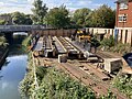 Rewley Road Swing Bridge undergoing restoration in September 2021.