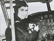 Black and white photograph of Barnato Walker at the controls of an Airspeed Oxford