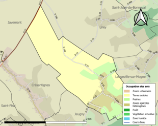 Carte en couleurs présentant l'occupation des sols.