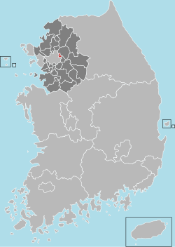 九里市在韩国及京畿道的位置