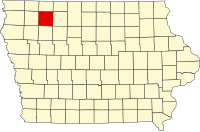 Locatie van Clay County in Iowa