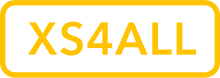 XS4ALL written in yellow letters with a yellow frame