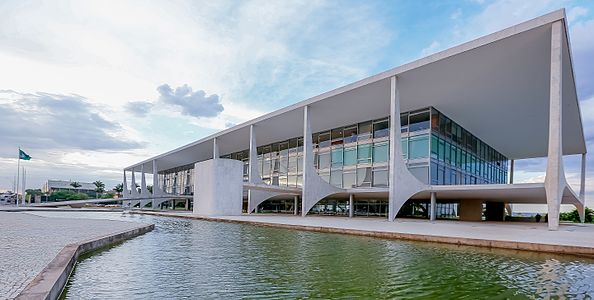 Front façade with the reflecting pool