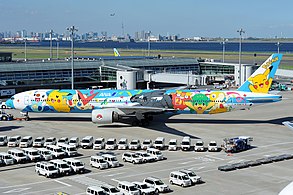 Boeing 777-300 in special Pokémon (Unova) livery