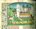 De casibus virorum illustrium, livre 9. Exécution de la reine Brunehaut en 613. Manuscrit de 1475.