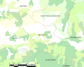 Mapa obce Belvezet