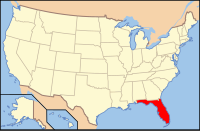 Map of the United States highlighting Florida