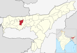 Nalbari district's location in Assam