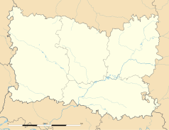 Mapa konturowa Oise, u góry po prawej znajduje się punkt z opisem „Noyon”