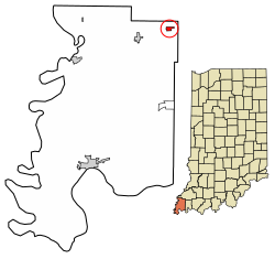 Location of Cynthiana in Posey County, Indiana.