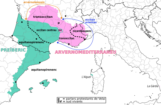 Classificacion supradialectal de l'occitanoromanic segon D. Sumien[3]